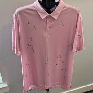 Robert Graham Pink Polo with Cocktail Motif